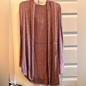 Altar’d State Open-Front Knit Cardigan in Mauve Pink
